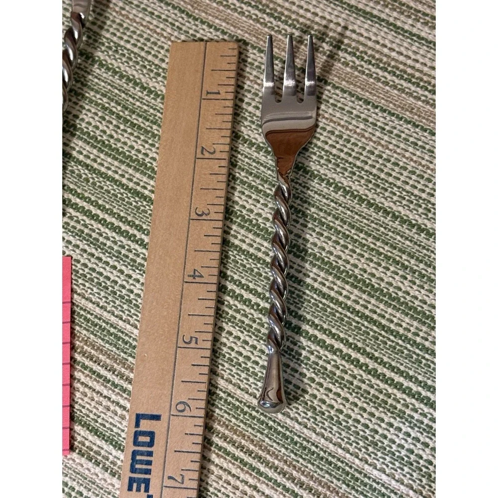 Set of 8 Vintage Style Stainless Steel Twisted Handle Cocktail Appetizer Forks